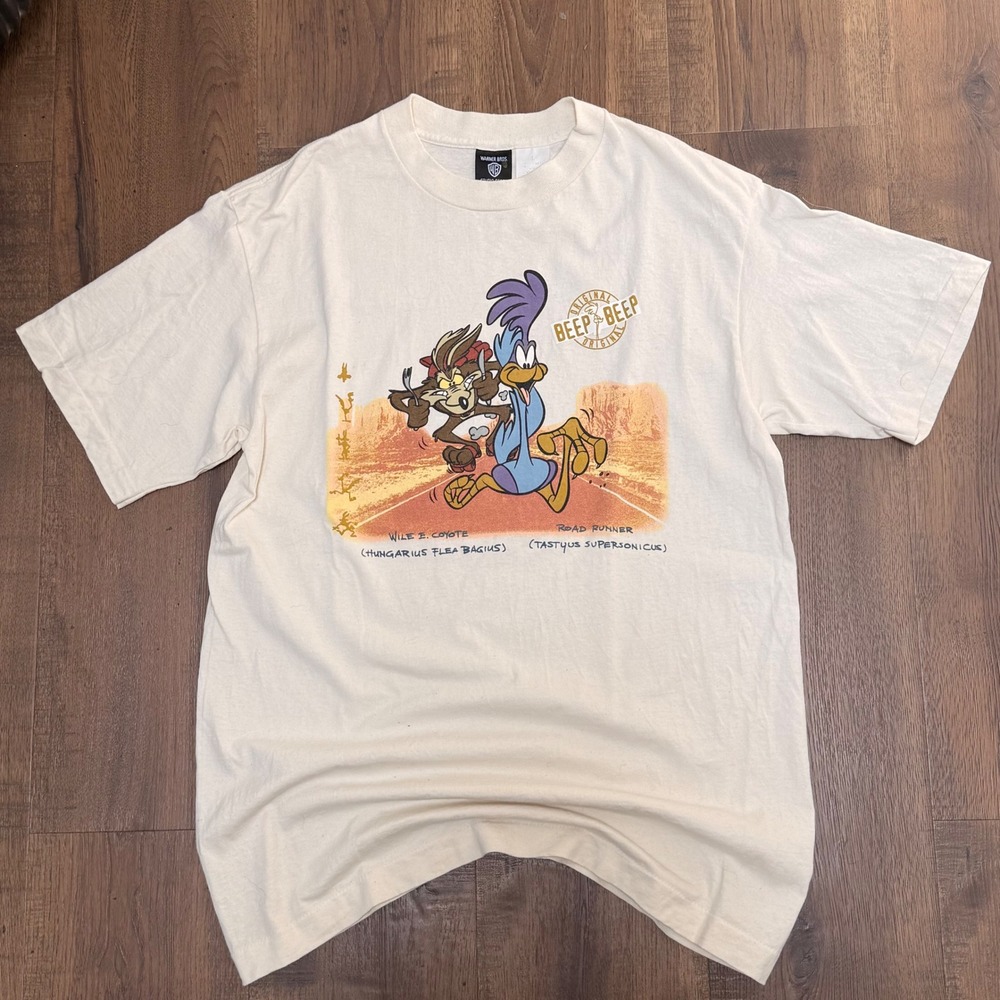 Vintage 1995 Warner Bros Road Runner Wile E Coyote Shirt Large Single Stitch